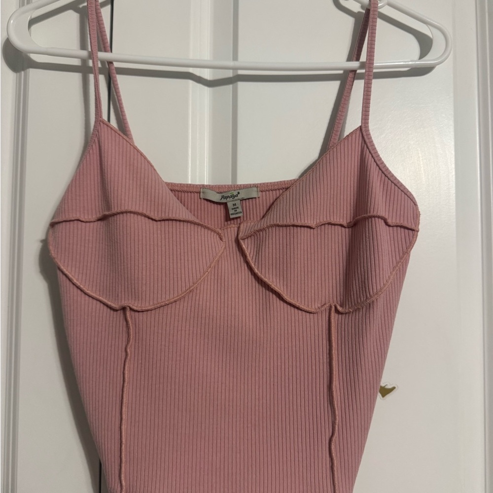 Papaya Ribbed Pink Crop Top